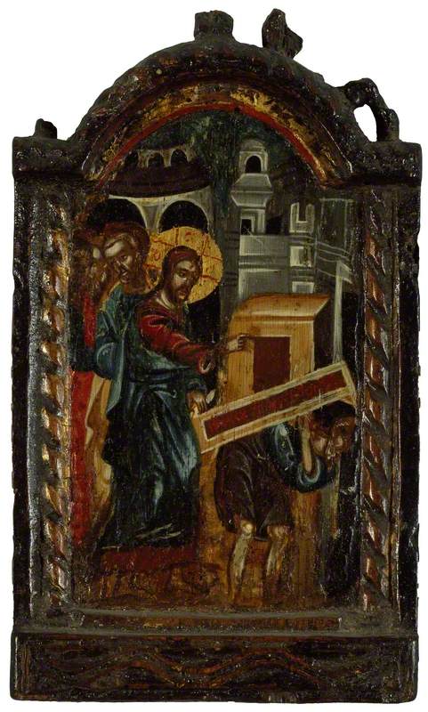 Icon Triptych: The Healing of the Paralytic (wings missing)