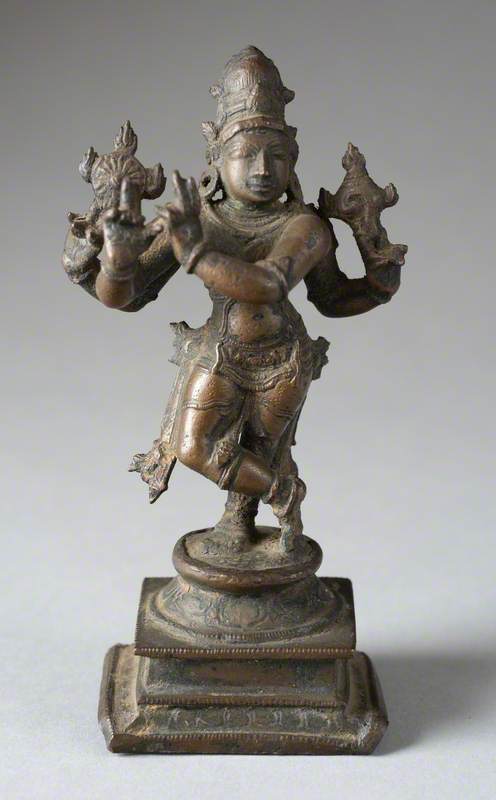 Four-Armed Fluting Krishna with Conch and Chakra