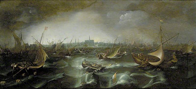 Ships in a Squall on the Haarlemmer Meer