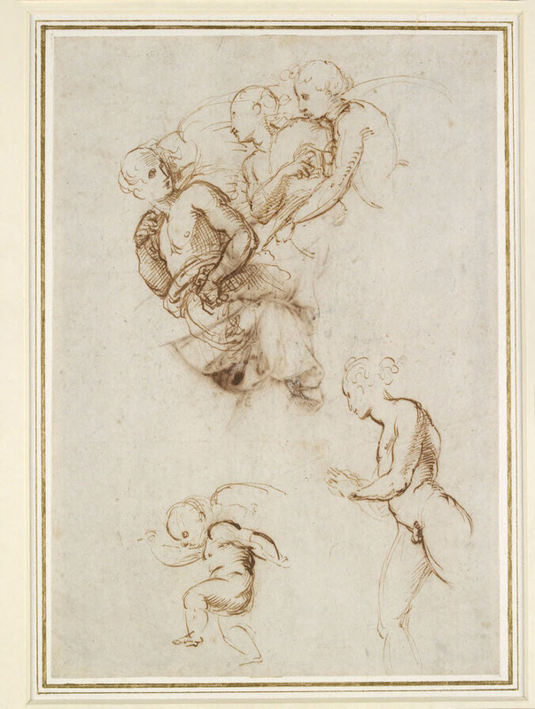 Recto: Studies for a Group of flying Angels Verso: Study of the Garment of an Angel