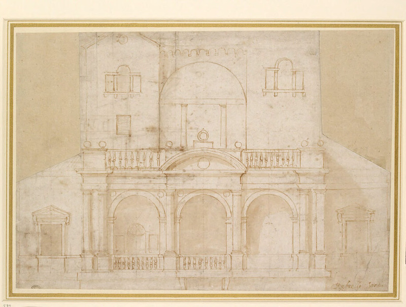 Recto: Architectural Design (Villa Madama) Verso: Various roughly sketched ground plans