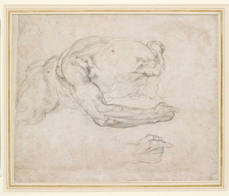Recto: Study of a Man rising from the Ground
Verso: Study of recumbent legs