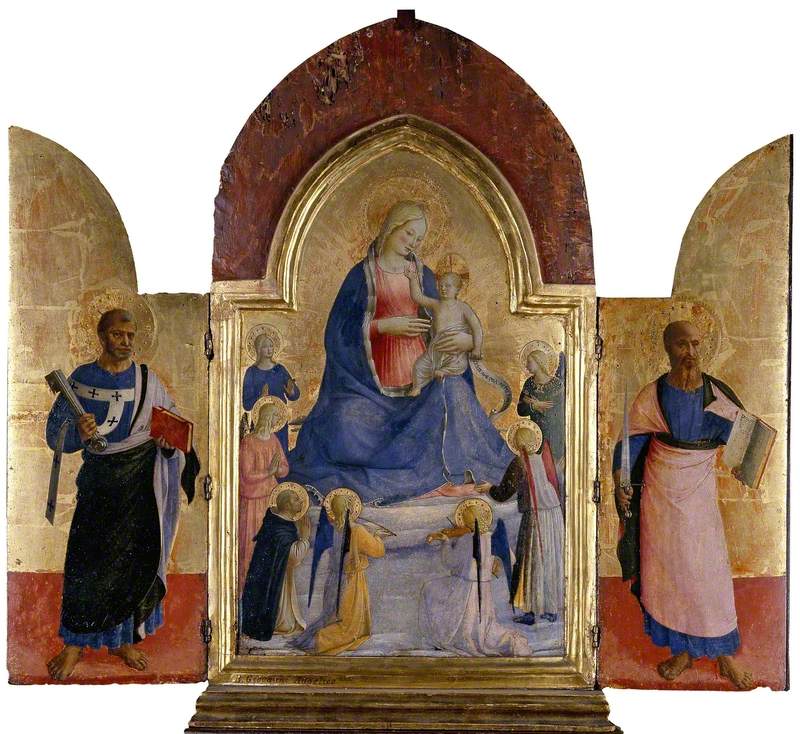 The Virgin and Child with Angels and a Dominican Saint (centre); St Peter (left); St Paul (right)