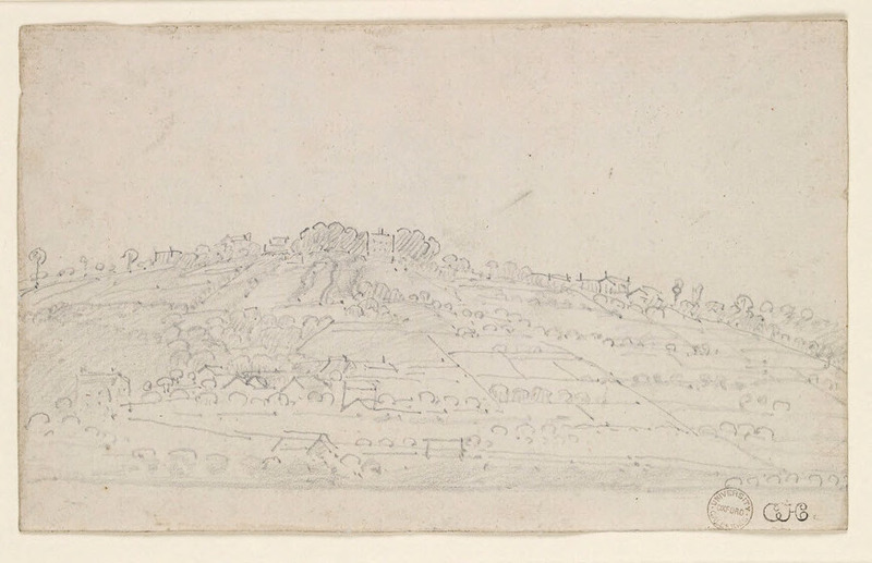 English Hillside with Fields and Buildings