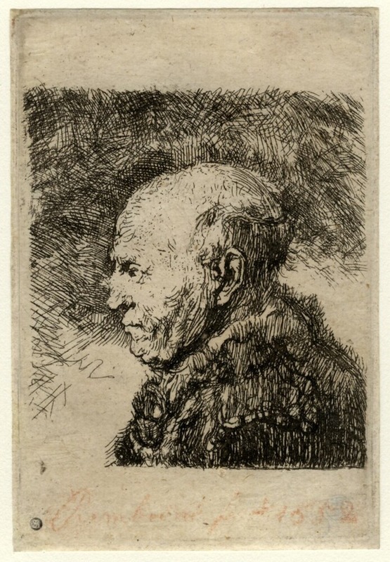 Bald old Man in profile: bust