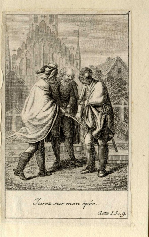 Hamlet, Horatius and Marcellus taking an oath