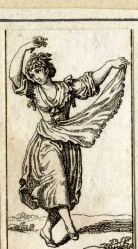 A woman dancing holding the skirt of her dress