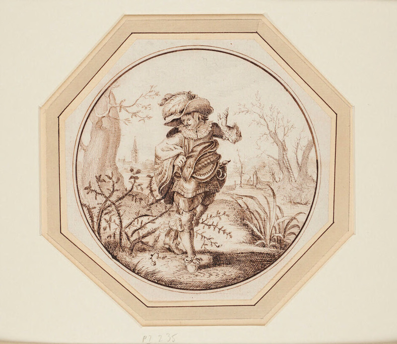 A Cavalier in a Landscape, his Cloak caught in a Bramble Bush