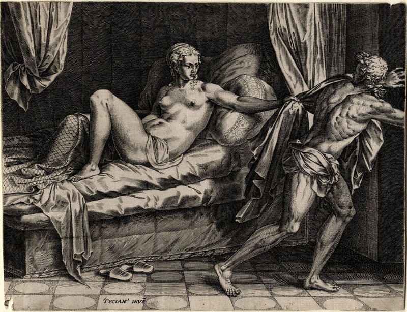Joseph fleeing from the wife of Potiphar