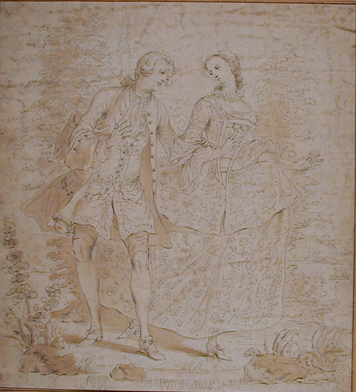 A man and a woman walking arm in arm