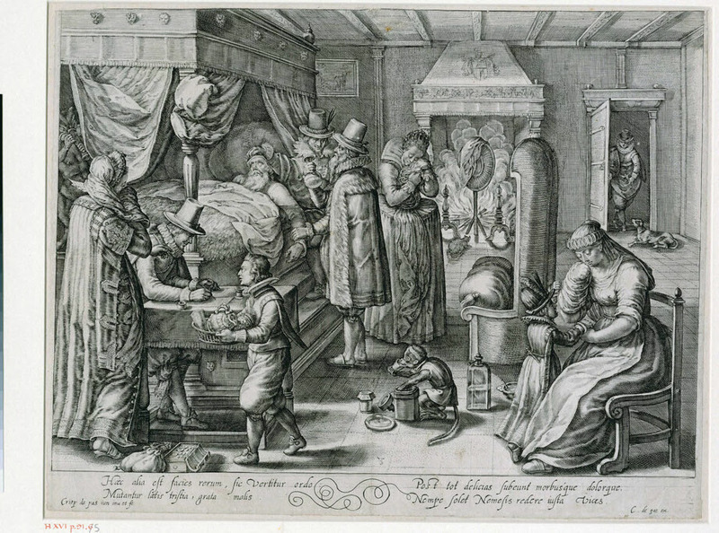 The dying hour of the rich man (Luke 16:22)