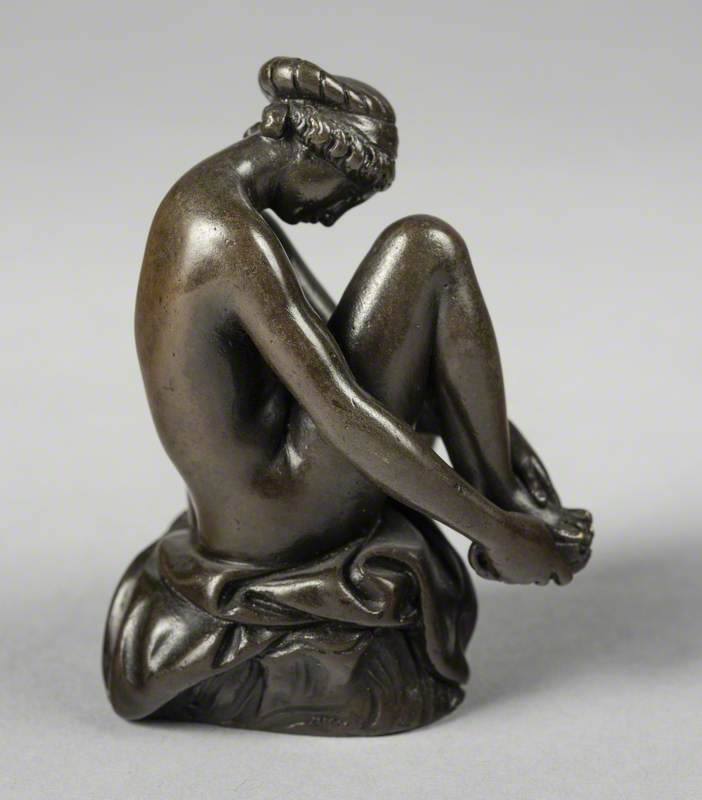 Nymph, Seated on a Tree Trunk, Cutting Her Toenails