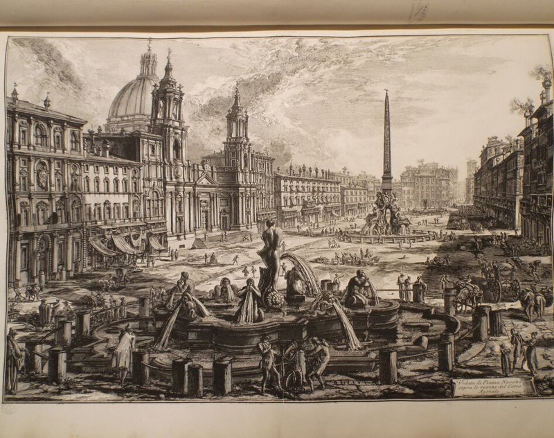View of the Piazza Navona above the ruins of the Agonale Circus (inscribed)