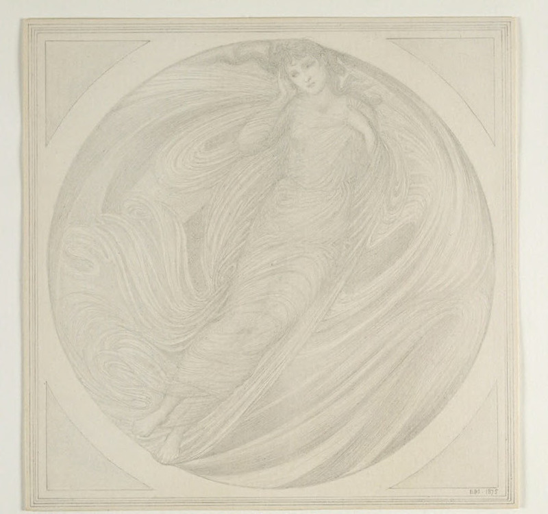 Eurydice floating among flames
