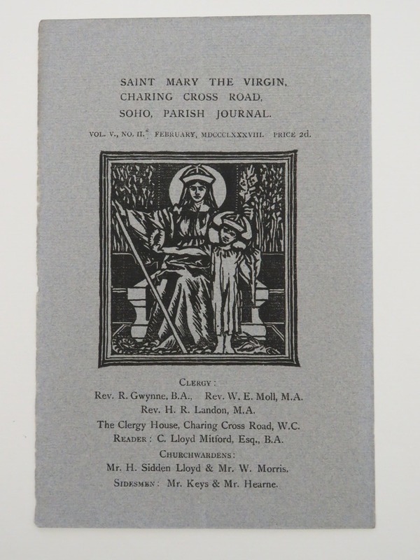 Saint Mary the Virgin, Charing Cross Road, Soho: design for cover of Parish Journal, 1888