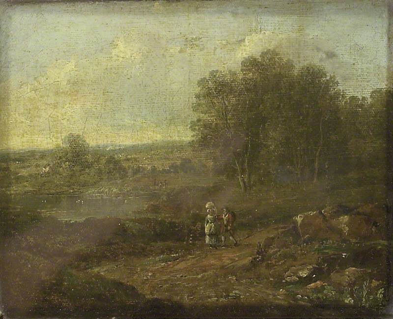 Landscape with two Figures walking along a Track