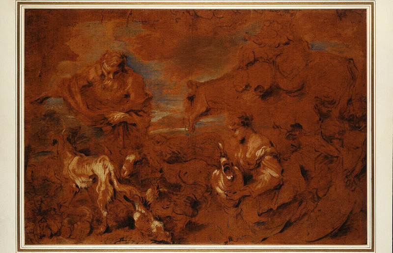 A composition of figures and animals
