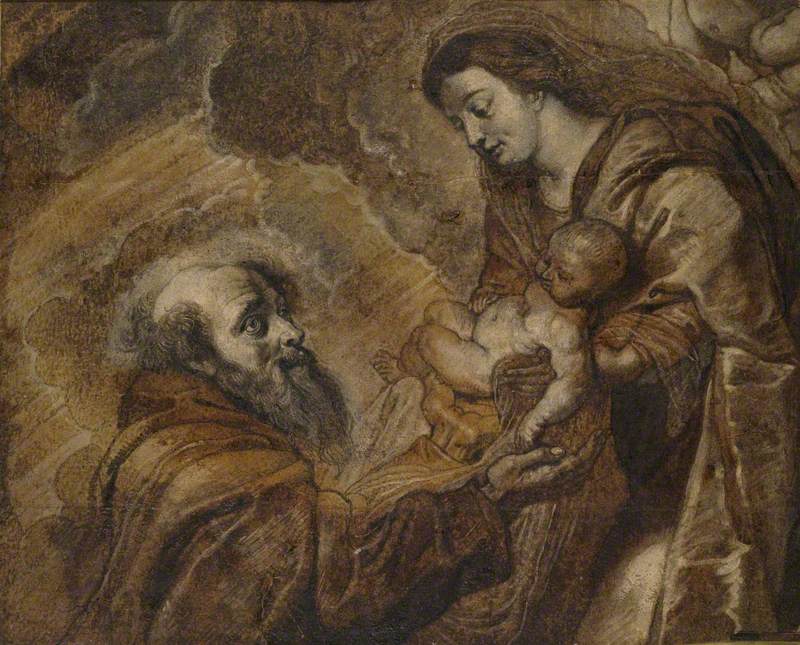 St Francis kneeling before the Virgin and Child