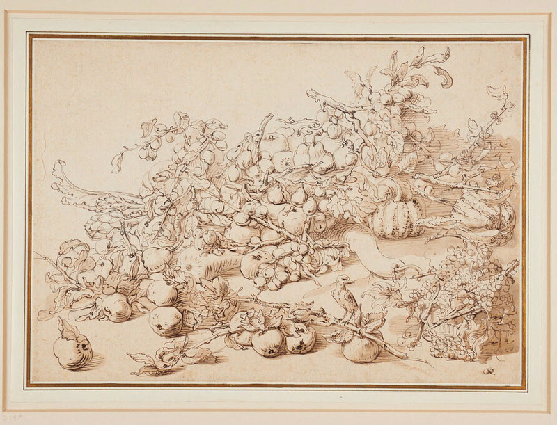 Still Life with Fruit and Vegetables and two Birds
