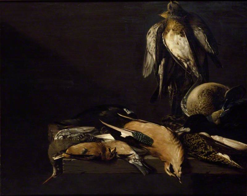Still Life of Game with four Plovers