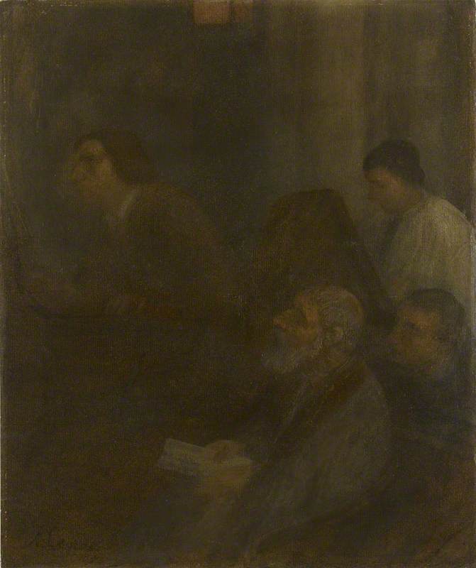 Interior with an Organist and three Figures