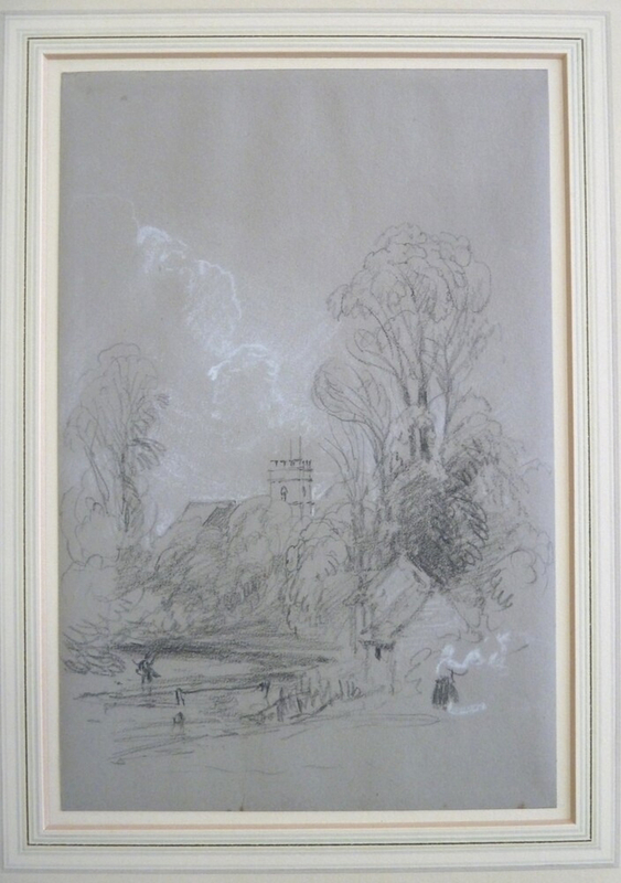 Riverside Scene with a Church among Trees