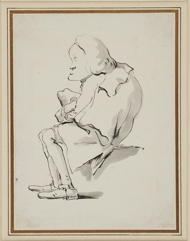 Caricature of a seated man