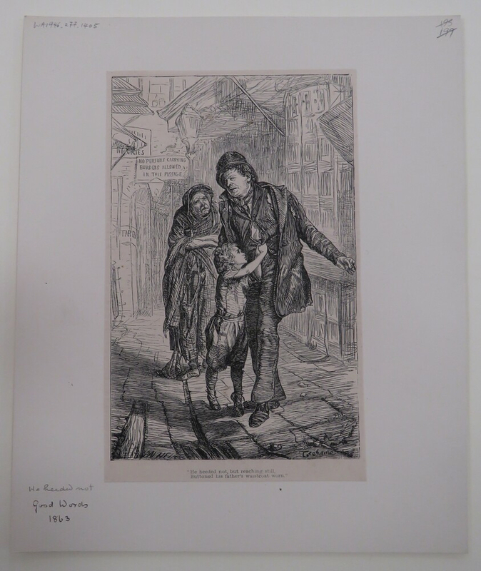 He heeded not, but reaching still, Buttoned his Father’s Waistcoat worn