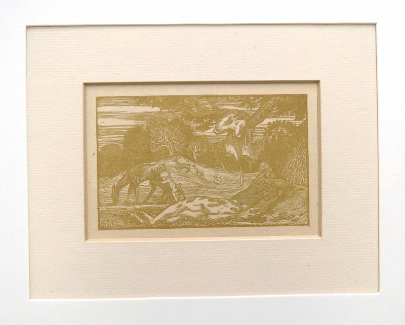 Mythological scene: landscape with recumbent figure in the foreground and a deer and its calf being attended to by a child