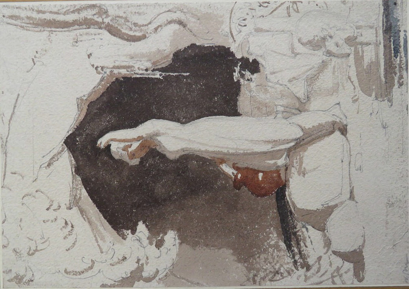 A Girl with a Pitcher by a stream