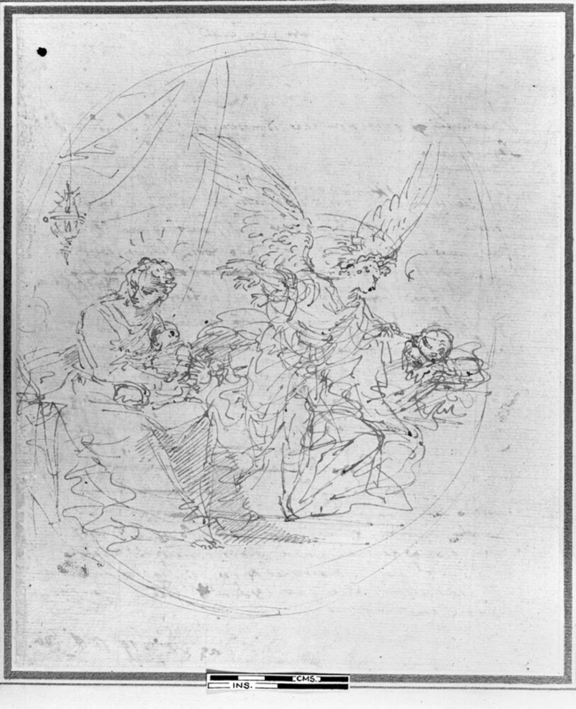 Recto: The Holy Family with an Angel appearing to St Joseph
Verso: Rough draft of a letter