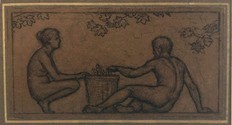 Design for Ivory Plaque to be inlaid in a Serving Table: Two Grape-pickers