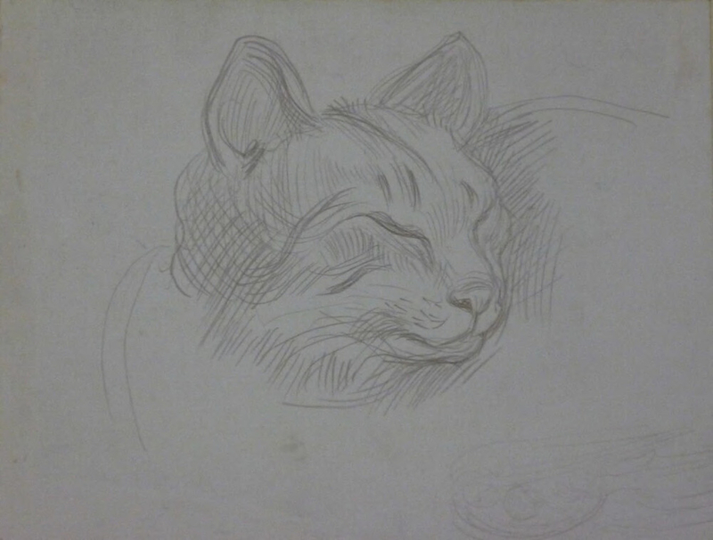 Recto: Study of the Head of a Cat
Verso: Studies of Angels