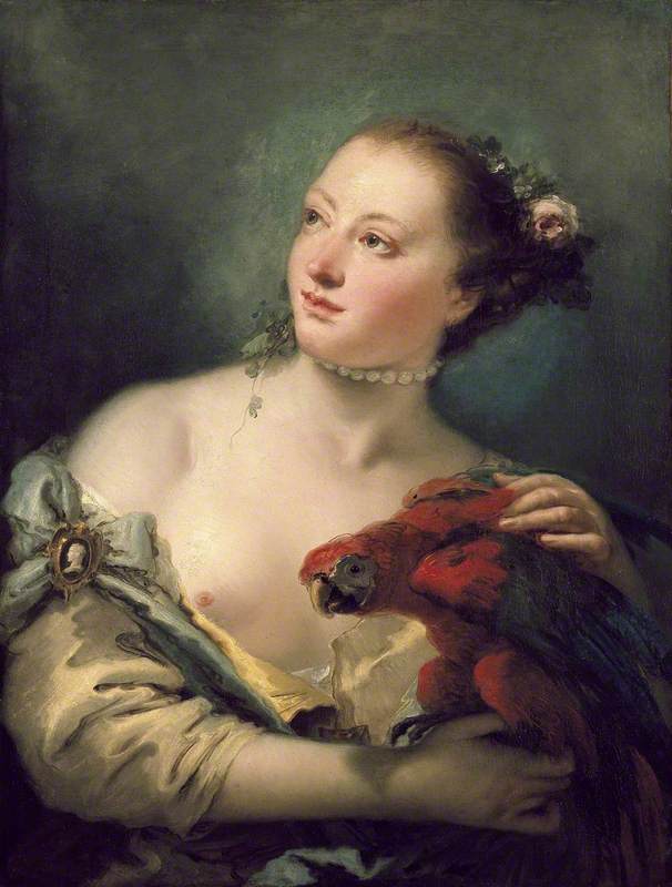 A young Woman with a Macaw