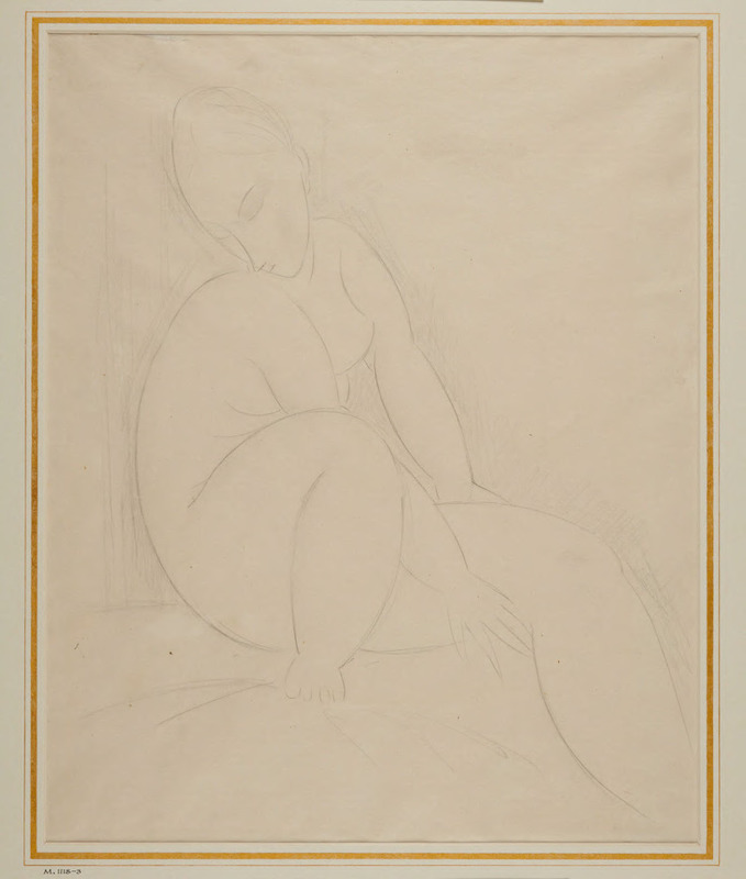 Seated female nude figure