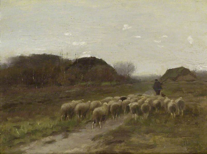 Shepherd and Sheep, Evening