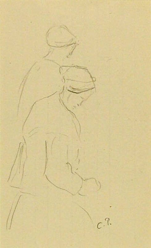Recto: Two Women in Profile
Verso: Woman carrying a Burden