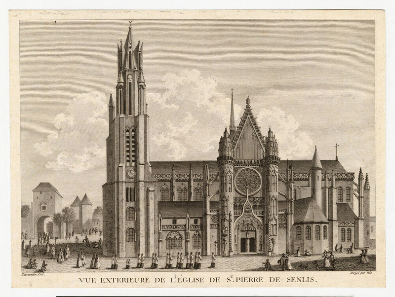 Plate 30: View of the church of Saint-Peter in Senlis, with a procession and penitents in the square