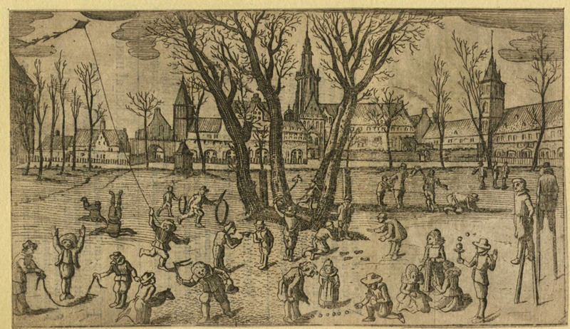 Children playing in front the abbey of Middleburg, copy