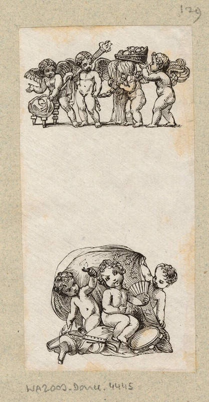 Marriage of Cupid and Psyche, Three cherubs playing with a canopy