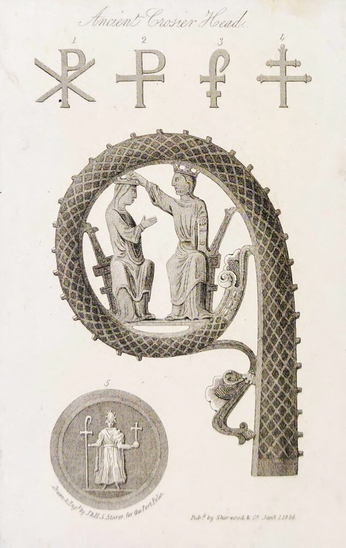 Ancient crosier head incorporating a roundel with a coronation