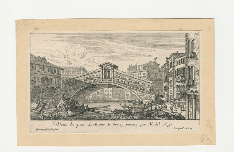 View of the Rialto bridge in Venice, with gondolas in the foreground