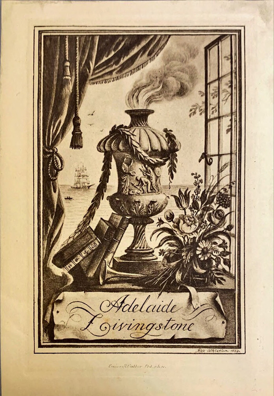 Bookplate of Adelaide Livingstone (died 1970)