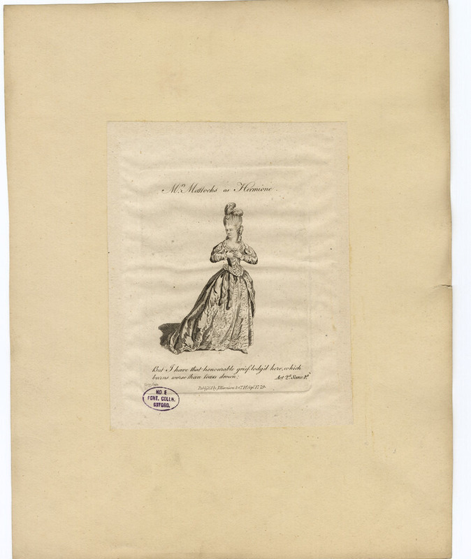 Portrait of Mrs Mattocks as Hermione, in Shakespeare's  A Winter's Tale
