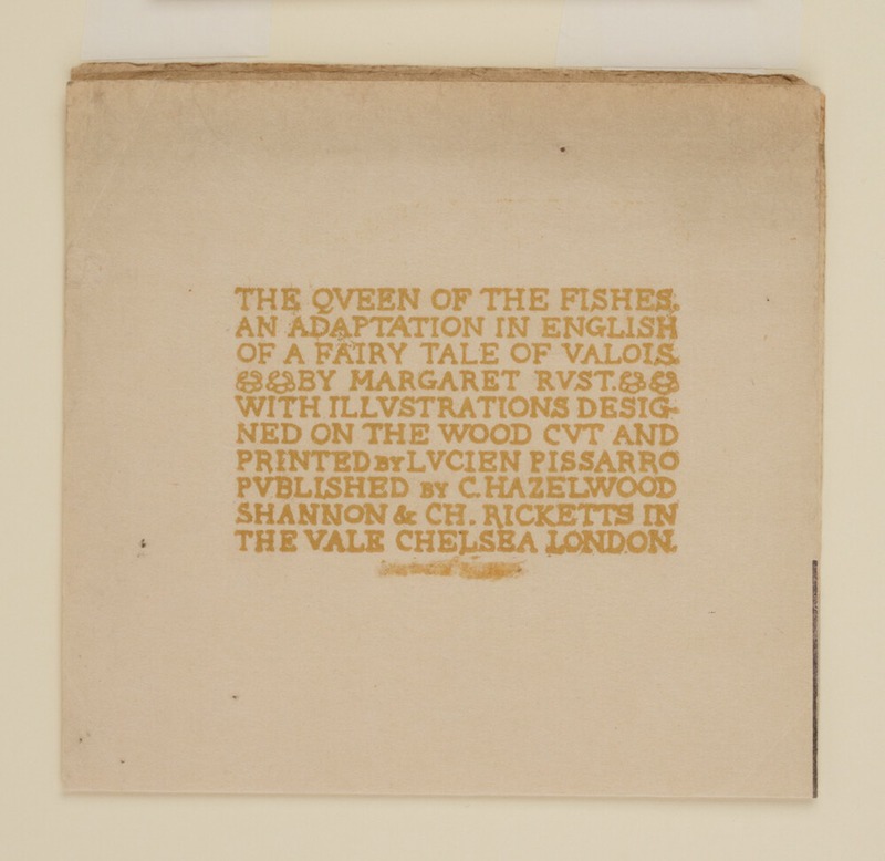 Title page lettering for 'The Queen of the Fishes', in gold