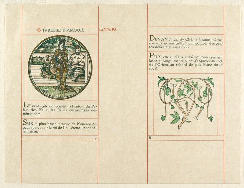 Proof Sheet for 'Ivresse d'amour', pp. 7-8 of the 'Album de poemes tires du Livre de Jade'