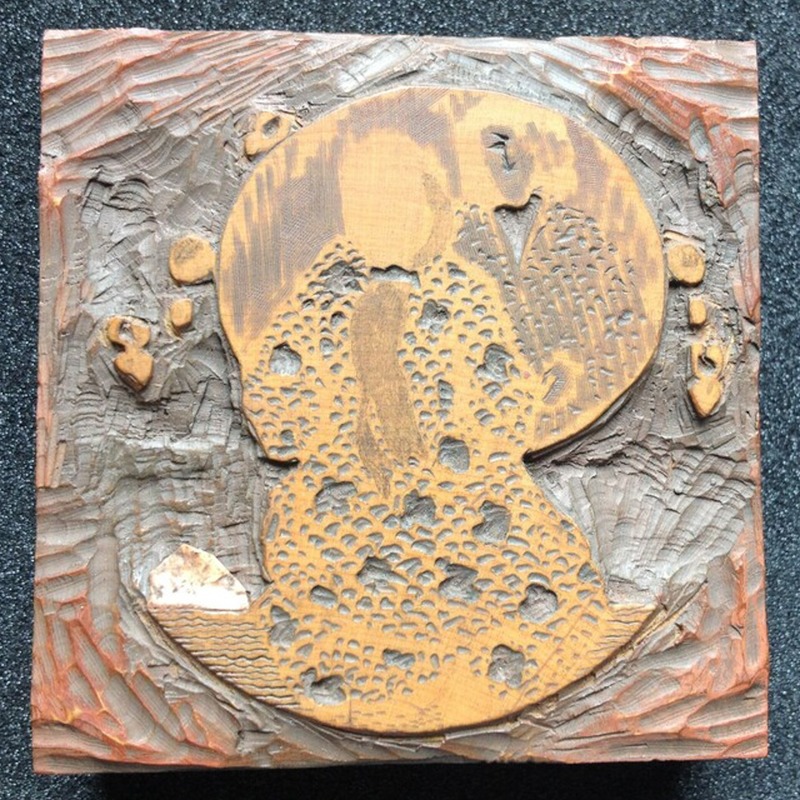 One of four blocks for Mes Yeux Fixes, or My Gazing Eyes, illustration to 'Livre de Jade' by Gautier