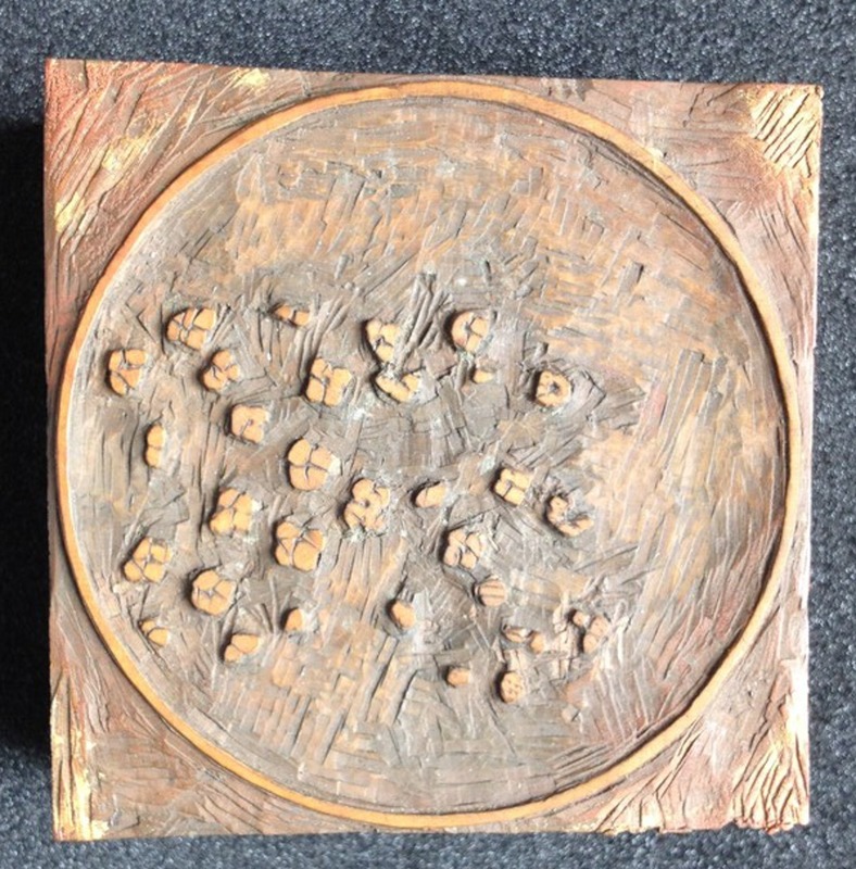 One of four blocks for Mes Yeux Fixes, or My Gazing Eyes, illustration to 'Livre de Jade' by Gautier