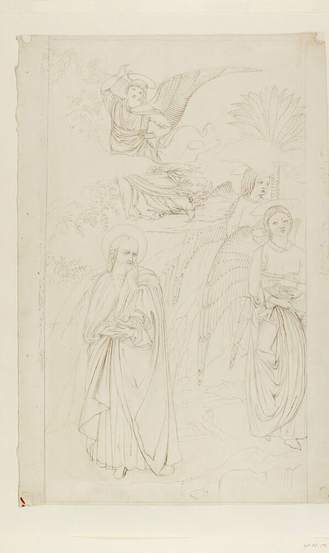 Drawing of Abraham parting from the Angels from Benozzo Gozzoli's 'Story of Abraham and Hagar' in the Camposanto, Pisa