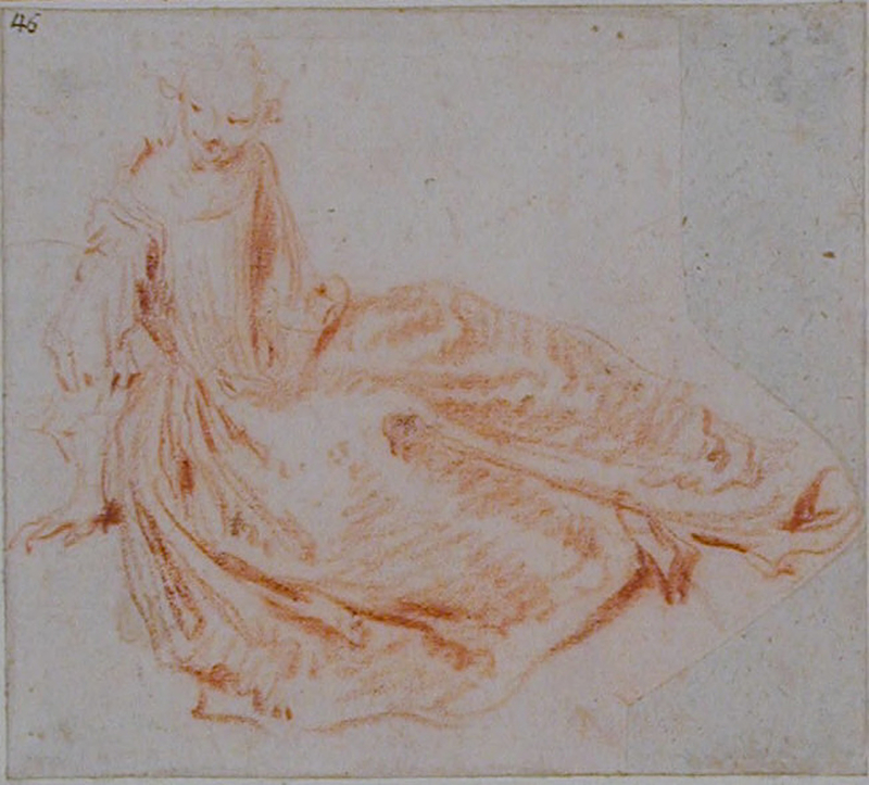 Recto: A woman reclining to the right
Verso: A girl, seated, facing left, with a separate study of a hand